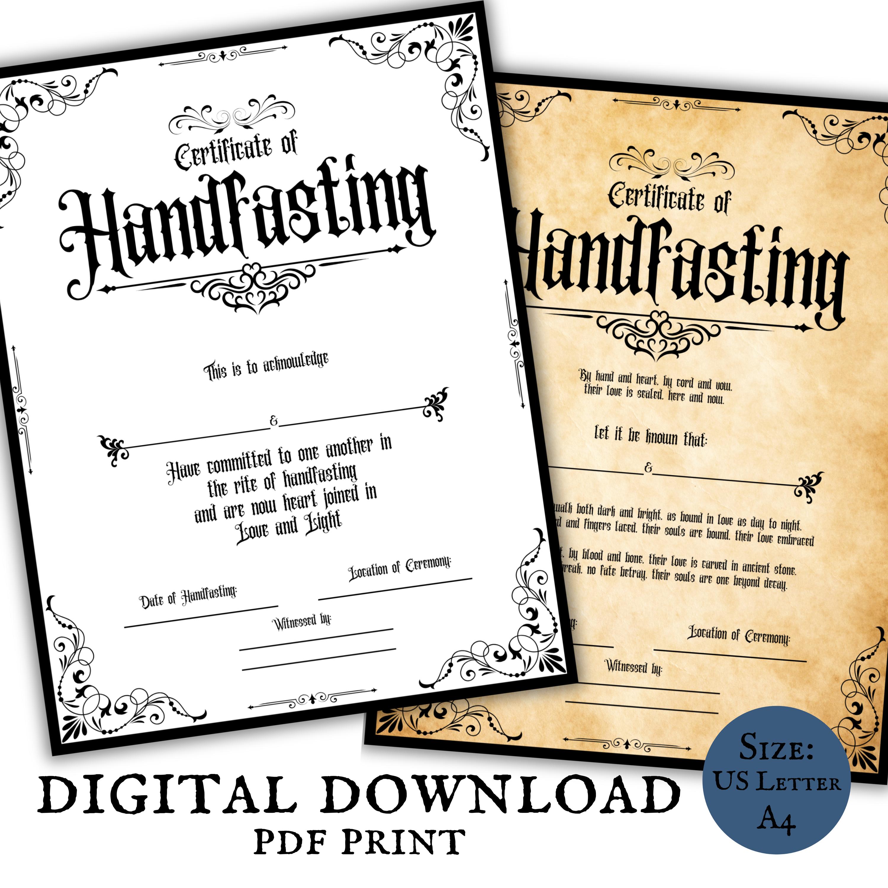 Certificado de matrimonio a mano (páginas imprimibles) Votos matrimoniales  góticos de brujas Vinculación matrimonial pagana Recuerdo del ritual de boda  de Cottage Core - Etsy México, image size:3000x3000