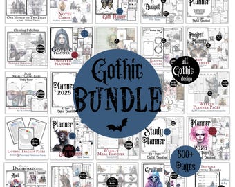 Gothic Planner Mega Bundle Digital Download Printable Pdf Pages Gothic Bundle Minimalistic Grimoire Pages Goth Core Planner Monthly Weekly