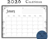 Gothic 2026 Monthly Calendar Landscape Pagan Calendar Digital Download Pages Grimoire Printable Goth Core 2026 Monthly Planner Minimalistic