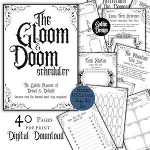 Gothic Planner Pages Printable Pdf Download Goth Core Funny Mentalhealth Downloadable Planner Chaos Organizer Monthly Weekly Daily Planning