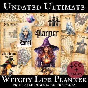 Witchy Life Planner Ultimate Undated Pdf Printable Download Pages Pagan Planner Bundle Grimoire Pages Printable Witchcraft Journal Gift