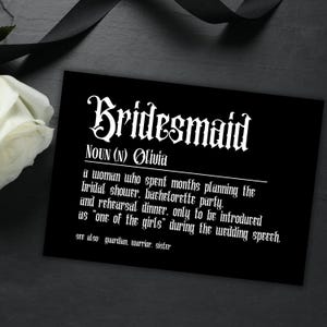 Benutzerdefinierte Brautjungfer Vorschlag Karte Schwarz Gothic Hochzeit Be My Brautjungfer Karte Lustig Dunkle Hochzeit Personalisierte Karte Printable Pdf Download
