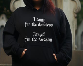Sudadera gótica negra con capucha, ropa gótica de bruja, sudadera estética emo, sudadera divertida, sudadera con capucha con cita gótica, regalo de Halloween, regalos para góticos