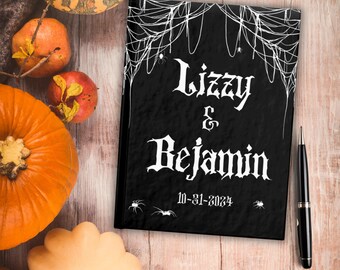 Custom Gothic Halloween Theme Guestbook Blank Pages A5 Personalized Black Wedding Journal Witchy Wedding Gift Gothic Wedding Guest Book