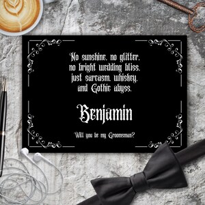 Carte de proposition de garçon d'honneur personnalisée mariage gothique noir carte de proposition de mariage sois mon meilleur homme carte personnalisée mariage sombre drôle imprimable téléchargement pdf