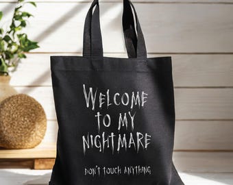 Gothic Tote Bag Black with Funny Quote Dark Academia Tote Bag Aesthetic Goth Bag Black Cotton Canvas Tote Bag Emo Shoulder Bag Gothic Phrase