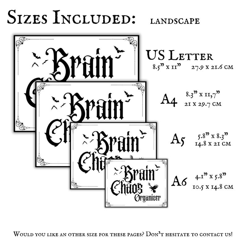 Gothic Brain Chaos Organizer Self Care Printable Pdf Download Pages Goth Core Mentalhealth Workbook Downloadable Stress Planner Mental Chaos image 5