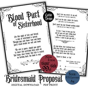 Proposta de madrinha gótica, contrato de irmandade, cartão gótico seja minha madrinha, cartão engraçado de casamento escuro, poema gótico pessoal, cartão para impressão em PDF para download