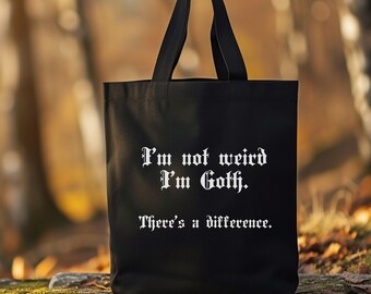 Gothic Tote bag Black with Funny Quote Dark Academia Tote Aesthetic Goth Bag Black Cotton Canvas Tote Bag, Emo Shoulder Bag Gothic Phrase