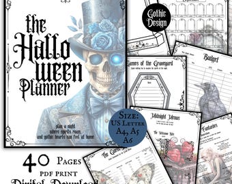 Gothic Halloween Planner Printable Pdf Download Pages Spooky Season Party Scheduler Planner Halloween Binder Gothic October Party Planning