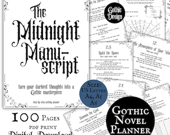 Gothic Writing Planner Printable Download Writing Aesthetic Book Planner Writing Romantic Gothic Story Journal For Writers Novel Workbook
