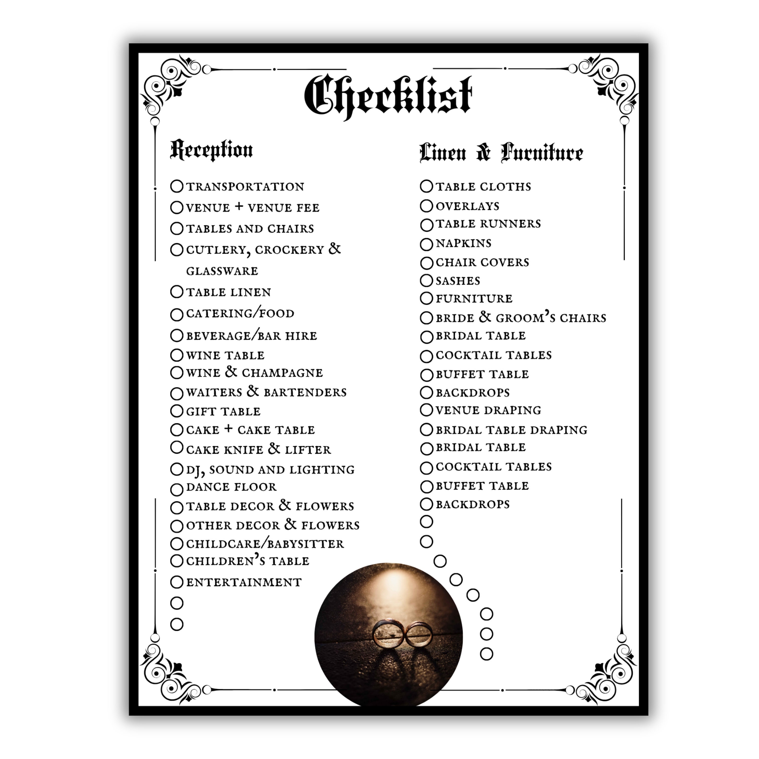 Wedding Checklist Gothic Printable Goth Wedding Planner Checklist Black ...