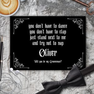 Carte de proposition de garçon d'honneur personnalisée mariage gothique noir carte de proposition de mariage sois mon meilleur homme carte personnalisée mariage sombre drôle imprimable téléchargement pdf