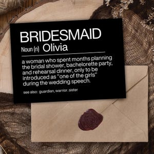 Aangepaste bruidsmeisje voorstelkaart zwarte gotische bruiloft Be My Bridesmaid-kaart grappige donkere bruiloft gepersonaliseerde kaart afdrukbare pdf-download