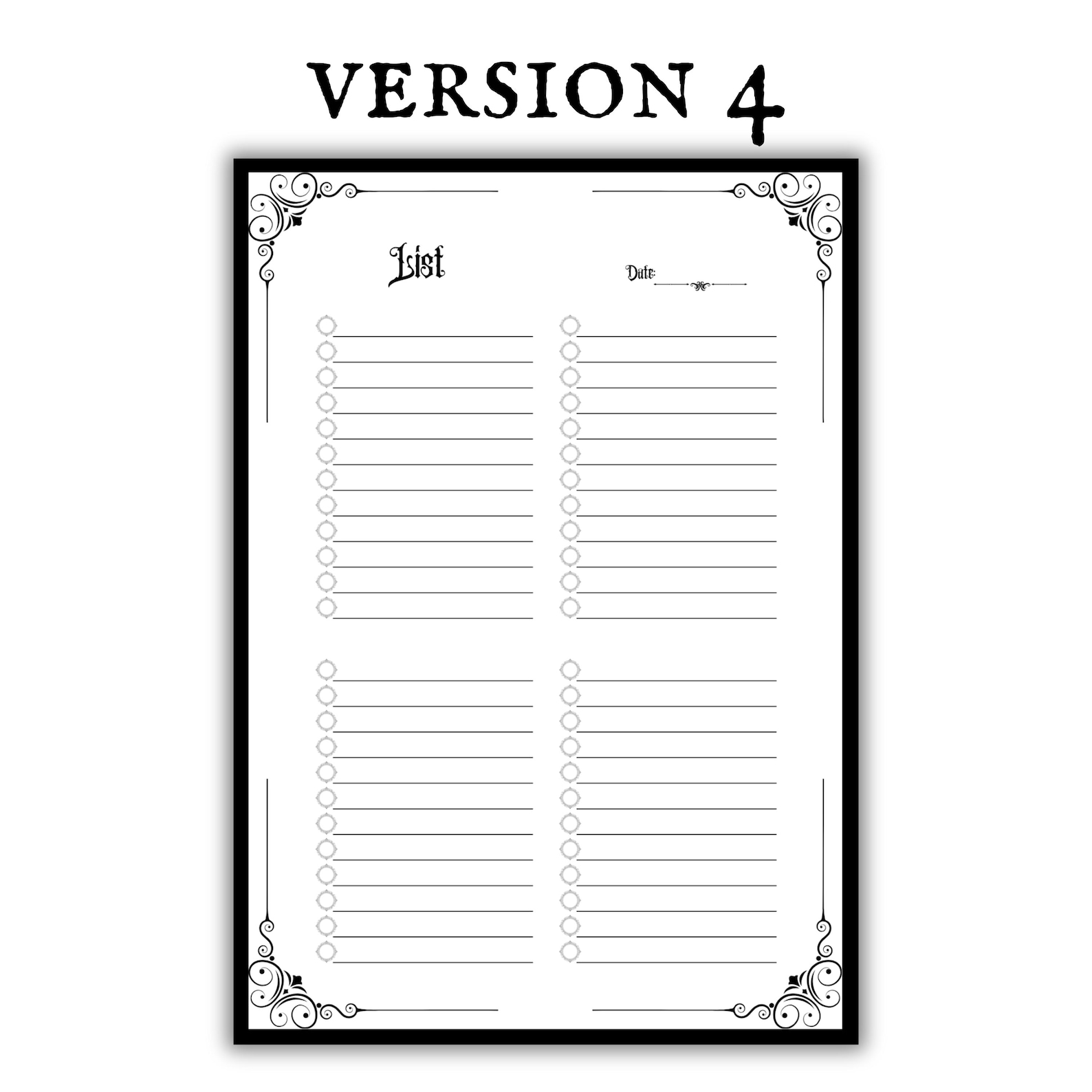 Gothic Checklist Planner Page Printable Download Minimalistic Goth Core ...