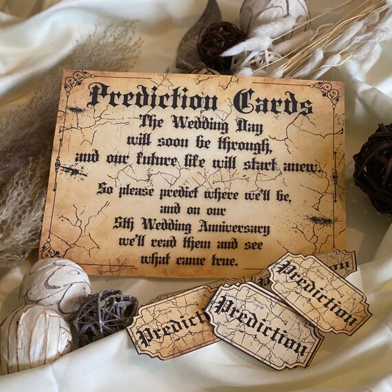 Gothic Wedding Sign Prediction Cards Dark Moody Wedding Activity, Table Sign Printable Download Witchy Wedding Prediction Cards Goth