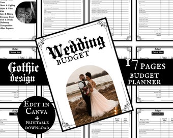 Wedding Budget Planner Gothic Design, Wedding Finance Organizer Editable Goth Planner Vintage Wedding Budget Schedule, Dark Moody Wedding