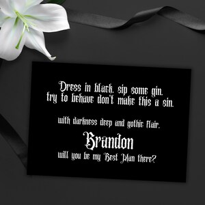 Carte de proposition de garçon d'honneur personnalisée mariage gothique noir carte de proposition de mariage sois mon meilleur homme carte personnalisée mariage sombre drôle imprimable téléchargement pdf