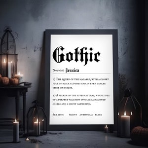Custom Gothic Wall Art Printable Download Personalized Goth Decore Print Dark Academia Wall Art Funny Custom Name Gothic Dictionary Quote