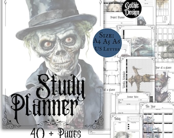 Gothic Student Planner Pages Academic Planner Digital Download Study School Planning, College Homework Witchy Goth Printable Planner Pdf