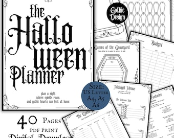 Gothic Halloween Planner Printable Pdf Download Pages Spooky Season Party Scheduler Planner Halloween Binder Gothic October Party Planning
