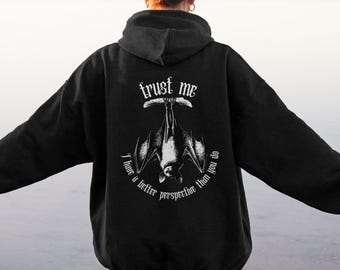 Gothic Hoodie Black Goth Witchy Clothes Aesthetic Emo Hoodie Funny Sweat Gothic Quote Gift Hooded Bat Sweat Halloween Hoodie Gifts for Goths