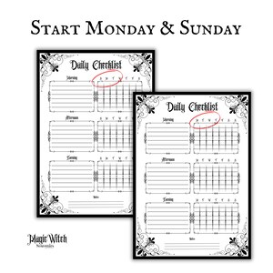 Gotisk daglig checklista Utskrivbar nedladdning Organiserad planerare Gotisk design ADHD-dagbok Daglig spårare Goth Core Estetisk planeraresida bild 5