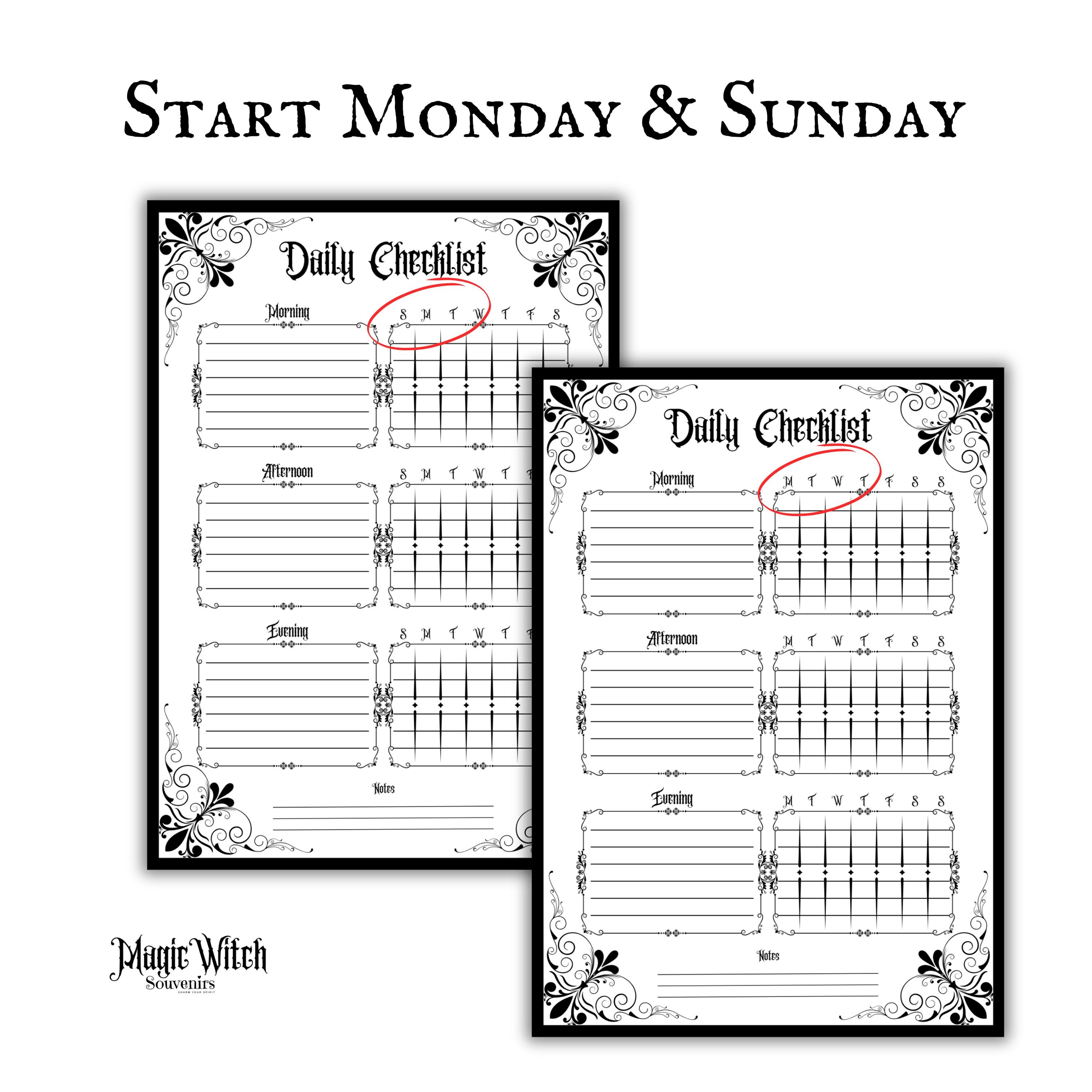 Gothic Daily Checklist Printable Download Organized Planner Gothic ...