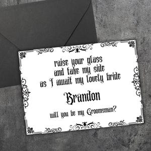 Carte de proposition de garçon d'honneur personnalisée mariage gothique noir carte de proposition de mariage sois mon meilleur homme carte personnalisée mariage sombre drôle imprimable téléchargement pdf
