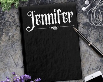 Personalized Gothic Journal Custom Name Gothic Notebook Black Cover Blank Pages A5 Diary Gifts for Goths  Personal Witchy Journaling Notes