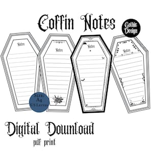 Gotische kist takenlijsten afdrukbare digitale download gotische plannerpagina's esthetische checklist Witchy Notes kistvormig memoblok Goth Core