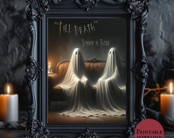 Custom Gothic Romantic Ghost Printable Download Gothic Wedding or Engagement Gift Gothic Anniversary Present Emo Alternative Wall Art Gifts