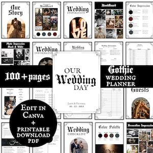 Gothic Hochzeitsplaner Vorlage Gothic Design Ultimative Hochzeit Binder Sofortiger digitaler Download Stimmungsvoll Hochzeit Organisator Checkliste Individuell Bild 1