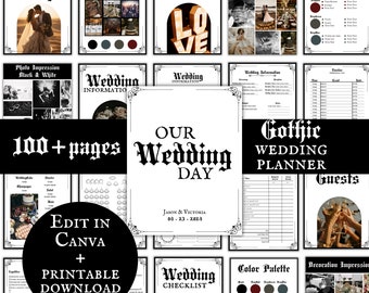 Gothic Wedding Planner Template Gothic Design Ultimate Wedding Binder Instant Digital Download Moody   Wedding Organizer Checklist Custom