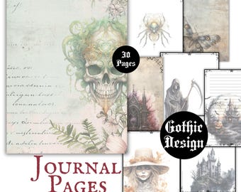 Gothic Journal Pages Pdf Download Printable Stationary Witchy Goth Design Digital Vintage Papers Blank Journal Pagan Junk Journal Pages