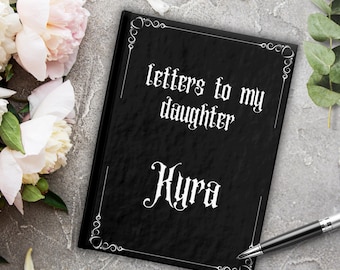 Diario gótico personalizado Cartas a mi hija Cuaderno con nombre negro Regalo de recuerdo personalizado de Goth Core para hija estética Diario de brujas