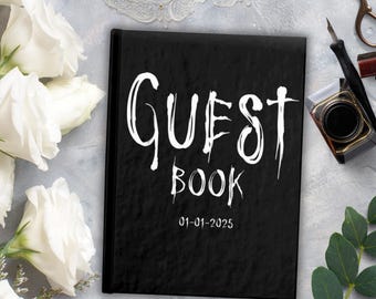 Custom Guest Book Gothic Wedding Blank Pages A5 Personalized Black Wedding Journal Witchy Wedding Diary Gift for Goths Reception Guestbook