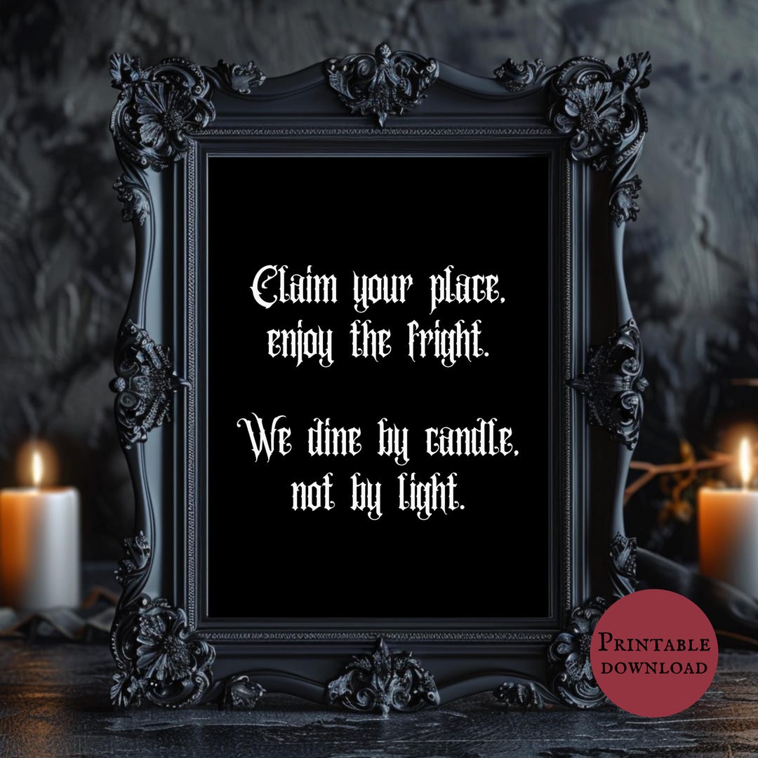 Example Signage Using Gothic Gothic Wedding Table Sign Printable Downloadable Table Sign Dark ...