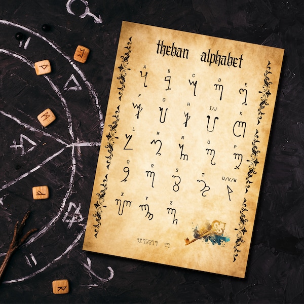 Theban Alphabet Digital Download, Printable PDF A4 + US Letter Witch Alphabet