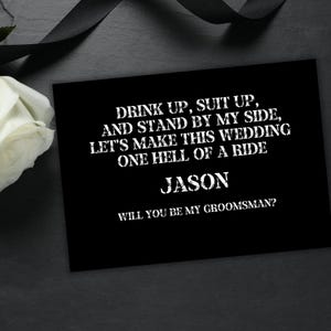 Carte de proposition de garçon d'honneur personnalisée mariage gothique noir carte de proposition de mariage sois mon meilleur homme carte personnalisée mariage sombre drôle imprimable téléchargement pdf