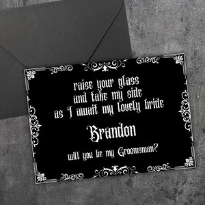 Carte de proposition de garçon d'honneur personnalisée mariage gothique noir carte de proposition de mariage sois mon meilleur homme carte personnalisée mariage sombre drôle imprimable téléchargement pdf