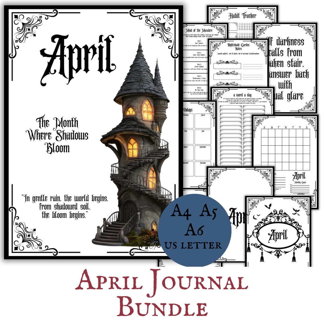 Gothic April Planner Journal Pages Printable Download Monthly Planner ...