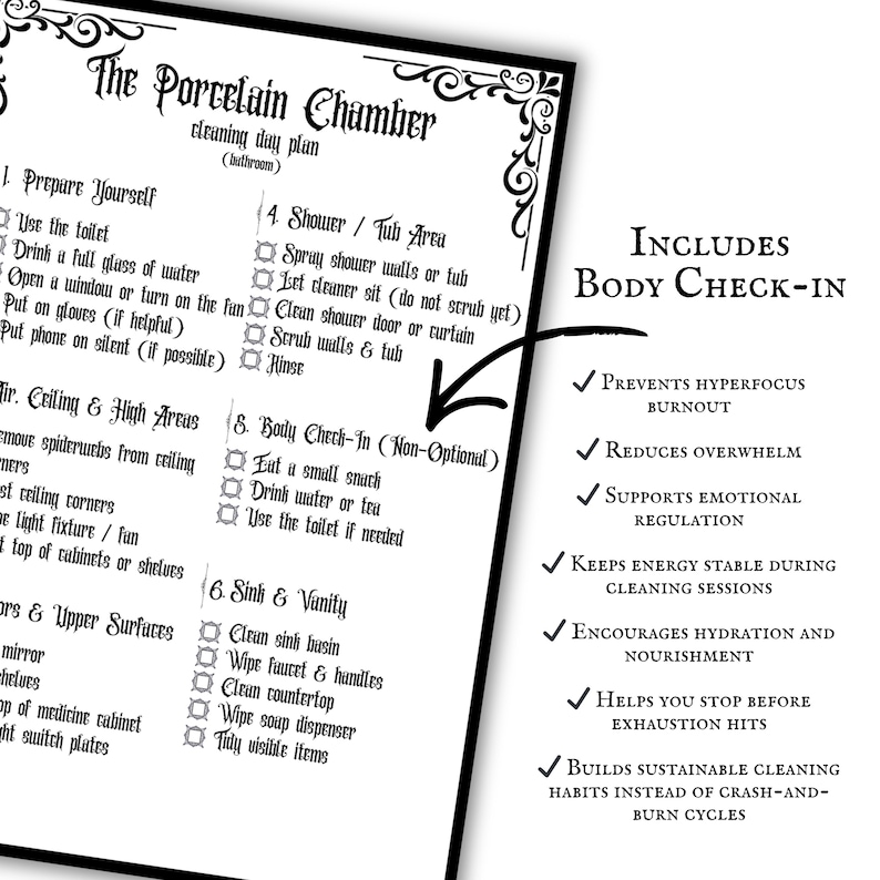 Gothic Room by Room Cleaning Checklist Printable Download PDF Pages ...