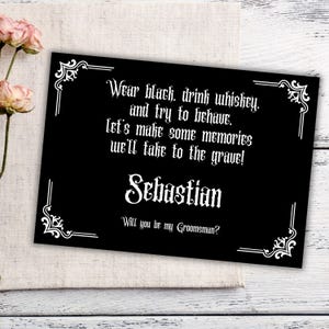 Carte de proposition de garçon d'honneur personnalisée mariage gothique noir carte de proposition de mariage sois mon meilleur homme carte personnalisée mariage sombre drôle imprimable téléchargement pdf