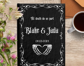 Custom Gothic Wedding Guest Book, Blank Pages A5 Personalized Black Wedding Journal, Witchy Wedding Diary Gift, Goth, Victorian Guestbook