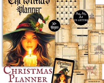 Witchy Christmas Planner Digital Printable Download Christmas Organizer Pagan Celestial Gift Checklis Christmas Binder Holiday Organizer
