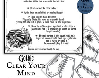 Gothic Calm Your Mind Printable Pdf Download Page Self Care Goth Core Mentalhealth Pages Downloadable Stress Planner Mental Brain Chaos