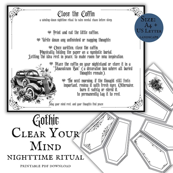 Gothic Calm Your Mind Printable Pdf Download Page Self Care Goth Core Mentalhealth Pages Downloadable Stress Planner Mental Brain Chaos