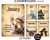 Witchy Monthly Planner Dividers Dashboard Printable Download Pages Motivational Planner Inserts Aesthetic Dashboard Planner Decoration Pagan