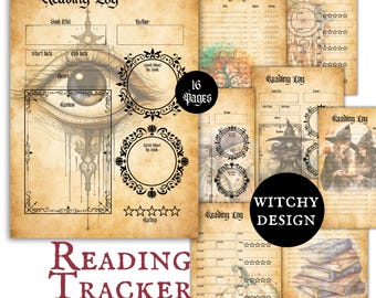 Witchy Reading Tracker Printable Reading Log Witchy Goth Book Tracking, Book Reading List Witch Core Download Witch Planner Pages pdf